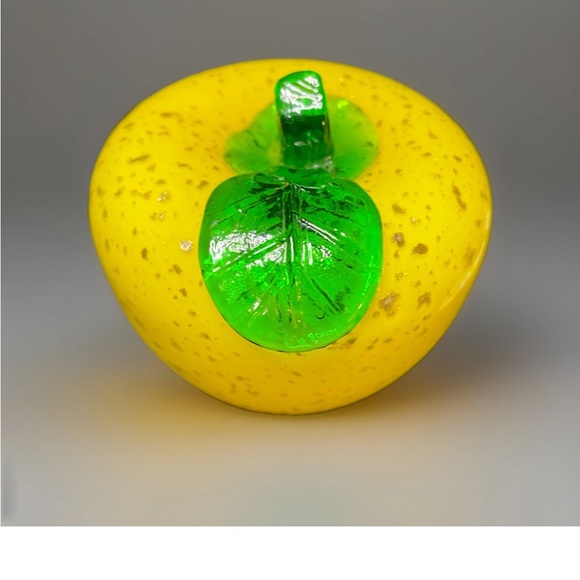 Vibrant Handblown Murano Glass Golden Apple and Pear with Metallic Flakes - Picture 7 of 9